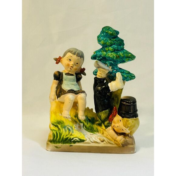 Vtg Jack and Jill Tumbling Down the Hill Bucket Figurine Porcelain - Picture 1 of 6
